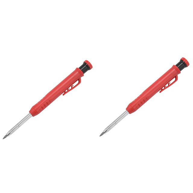 2X Marcador de Agujero Profundo Marcador de Lápiz Mecánico de Primera Calidad con Sacapuntas Integrado-para Madera, Metal, Piedra I Marcador de Agujero de Perforación