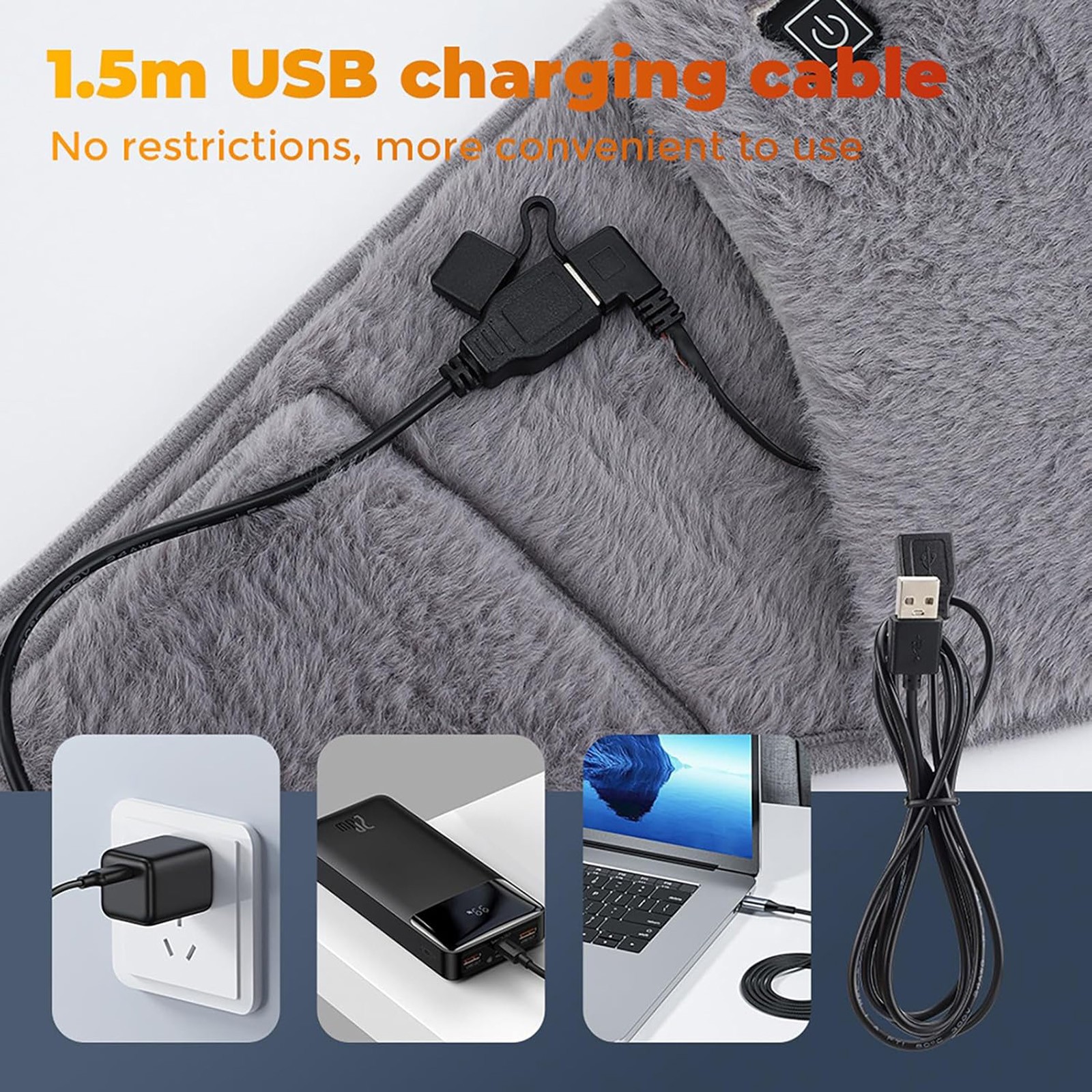 Uanit USB Powered Heating Waist Belt with Hand Warmer Pockets and Three Temperature Settings, Rechargeable Heated Belt for Body Joints and Muscle Comfort During Cold Weather Activities