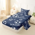 thumbnail image 2 of Castle Fairy Minimalist Soccer Print Twin Sheets 3pcs, Sport Theme Bedding, Navy White,1 Fitted Sheet, 1 Flat Sheet and 1 Pillowcase, 2 of 6