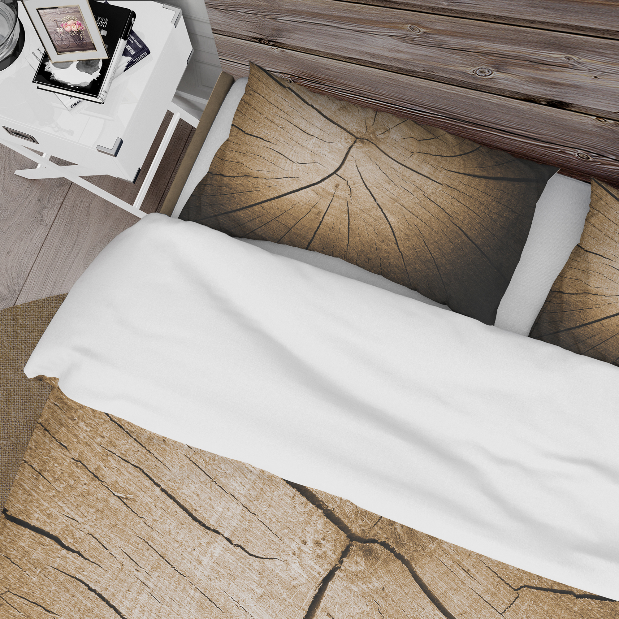 Designart 'Tree Grooves Annual Rings on Stump' Abstract Duvet Cover Set