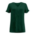 thumbnail image 5 of Mode Femme T-Shirt Col en V - Ajusté, Manches Courtes avec Ourlet à Volants pour Style Décontracté, 5 of 5