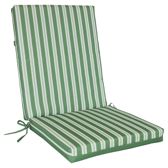 Outdoor Stripe Printed High Back Cushion 19 x 42 in Sage