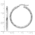 thumbnail image 2 of 2.25mm Checkered Round Hoops in 14k White Gold, 32mm (1 1/4 Inch), 2 of 3
