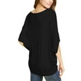 thumbnail image 4 of Made by Johnny Women's Scoop Neck Half Sleeve Batwing Dolman Top M BLACK, 4 of 6