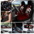 thumbnail image 2 of Yuyamidu Red Skull Car Seat Cover Split Covers Set Flower Sun Visor Car Steering Wheel Cover Seat Belt Pads Rearview Mirror Cover Gear Shift Cover Hand Brake Cover Cup Holder Wrist Key Chain 16 PCS, 2 of 7