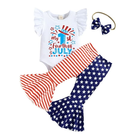 

Infant Baby Girl Ruffle Short Sleeve Romper Tops Flared Bell Bottom Pants Toddler Kids Summer Outfits