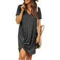 thumbnail image 4 of Sinhoon Womens V-Neck Side Summer Dresses Short Sleeve Tshirt Dresses Knot Mini Dress, 4 of 4