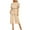 Khaki, variant on Women Casual Jumpsuit Round Neck Solid Color, Short Sleeve Belted Wide Leg, Polyester, Daily Wear