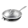 thumbnail image 3 of Cooks Standard 2595 Wok en Acier Inoxydable Multi-Couches, 12 Pouces avec Couvercle en Verre, Argent, 3 of 7
