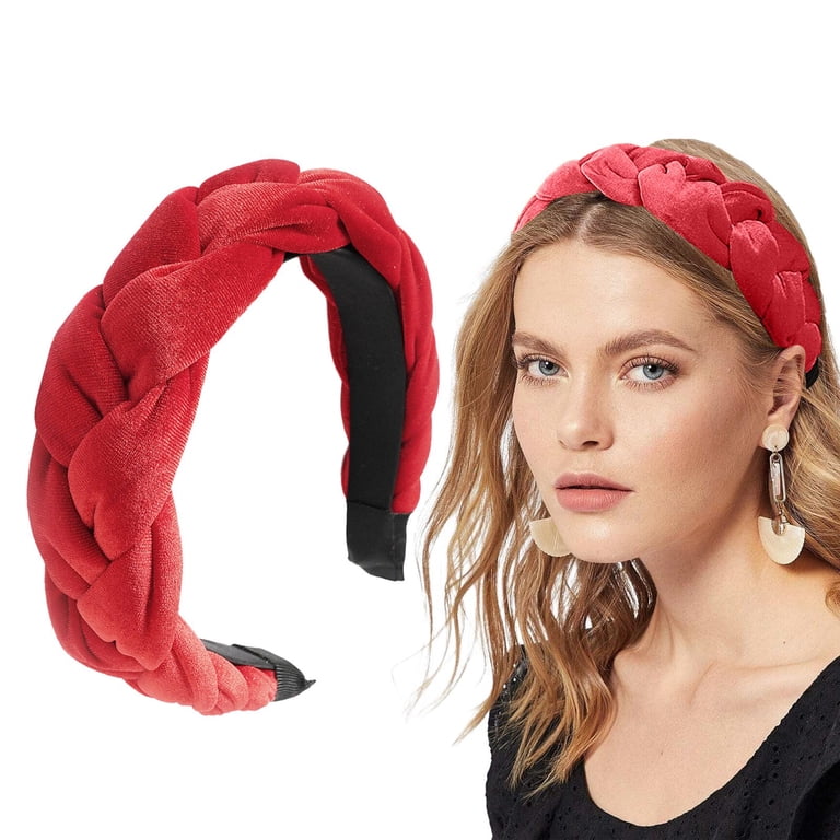 Wide Braided Headband Elastic Non-slip Fashion Hair Accessory for Women Girl BWASD Wide Headbands for Women Thick Solid Color Elastic  main image 3