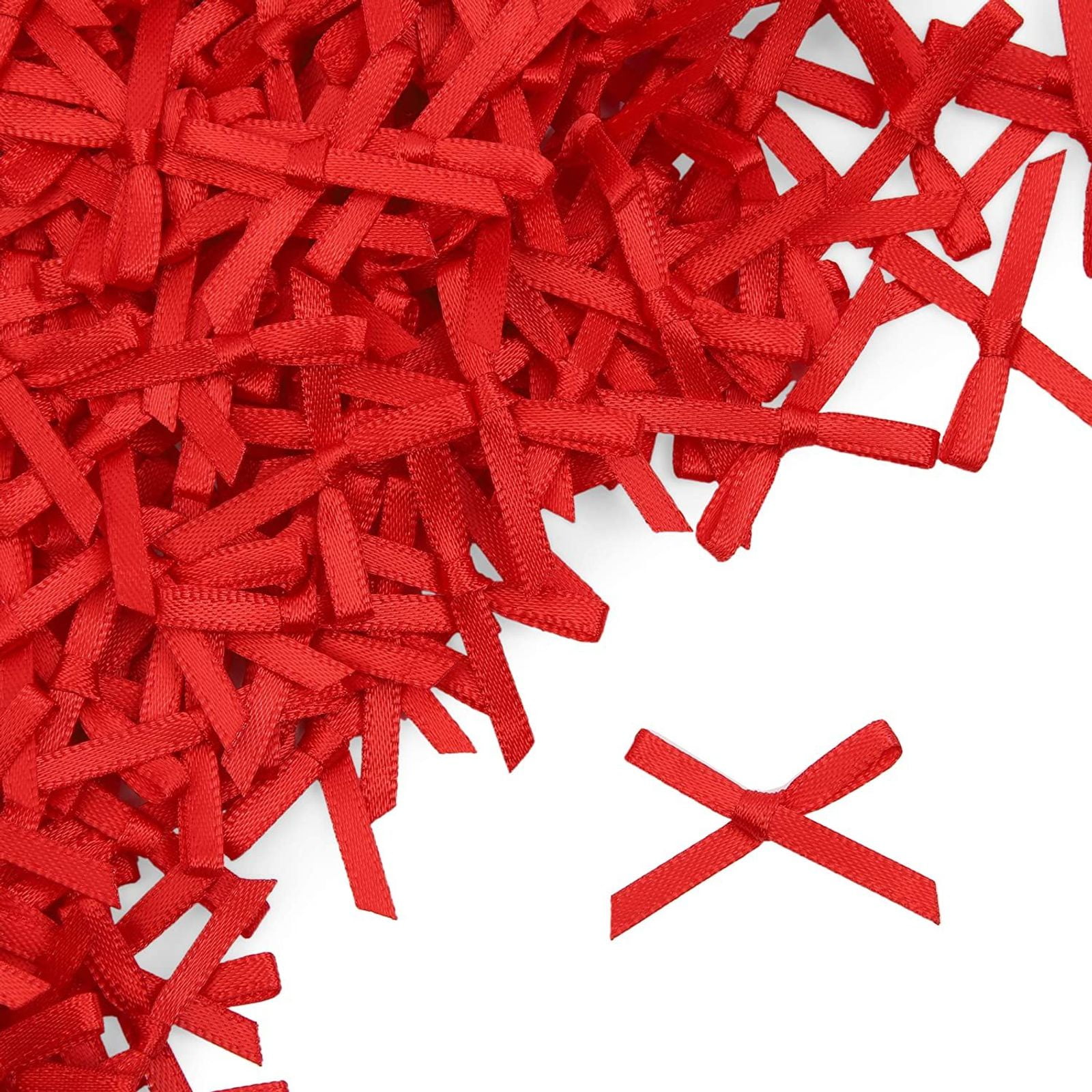 500pcs 1.2' Red Mini Bibbon Bows Appliques for DIY Crafts, Gift Wrapping Accessories and Scrapbooking