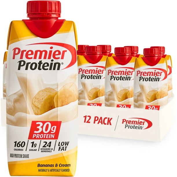 Premier Protein Shake Bananas Cream 30g Protein 11 Fl Oz 12 Ct Walmart Com Walmart Com