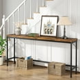 Industrial Extra Long Narrow Console Table, Sleek Sofa Entry Hallway