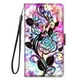 thumbnail image 3 of SaniMore for iPhone 14 6.1 "2022 PU Leather Case with Card Slots Detchable Lanyard Color Painting Luxury Pattern Flip Kickstand Shcokproof Wallet Case For iPhone 14 6.1 Inch 2022, Hollow Flower, 3 of 10
