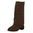 thumbnail image 6 of Rokment Slouchy Wide Calf Foldver Boots for Women Fall Winter Fashion Casual Suede Pointed Toe Chunky Mid Heel Knee High Fold over Tall Boots Coffee Size 7.5, 6 of 7