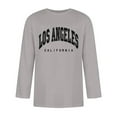 thumbnail image 3 of T-Shirts pour Hommes Manches 3/4 Lettre Nom de Ville Col Ras du Cou Confortable Couleur Unie Coupe Gris Hauts d'Automne Taille P, 3 of 4