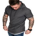 thumbnail image 2 of FNNMNNR Men Solid Slub Cotton Short Sleeve Slim Fit Hooded T Shirt, 2 of 5