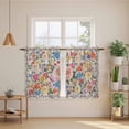 thumbnail image 2 of Boho Pink Flowers Tier Curtains 54 Inch Length, Colorful Floral Spring Vintage Botanical Cafe Short Curtains for Bathroom Over Sink, Small Kitchen Curtain Light Filtering Drapes 2 Panels 27.5"Wx54"L, 2 of 8