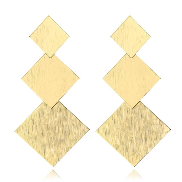 Pendientes colgantes geométricos dorados y plateados para mujeres y niñas, pendientes colgantes bohemios, pendientes geométricos de Metal exagerados