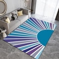 thumbnail image 2 of Blue Purple Abstract Lines Area Rugs, Watercolor Bohemian Sun Stripes Indoor Non-Slip Rugs, Machine Washable Breathable Durable Carpet for Front Entrance Floor Decor-5x7ft, 2 of 7