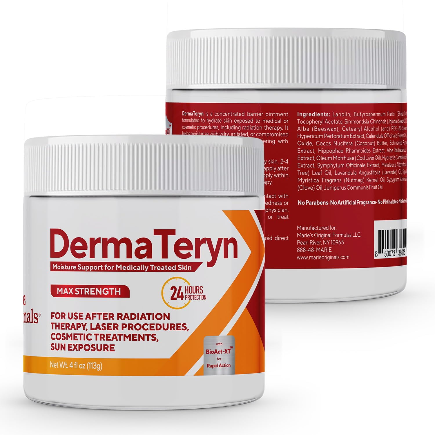 Marie Originals DermaTeryn Sunburn & Post Radiation Cream, Max Strength Moisture Barrier for Dry, Irritated or Sensitive Skin, Fragrance Free4 fl. Oz