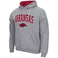 thumbnail image 2 of Men's Colosseum Heather Gray Arkansas Razorbacks Arch & Logo 3.0 Pullover Hoodie, 2 of 3