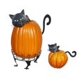 thumbnail image 4 of Evergreen Set Of 2 Cat Pumpkin Holders With LED Eyes - Cat, 4 of 8