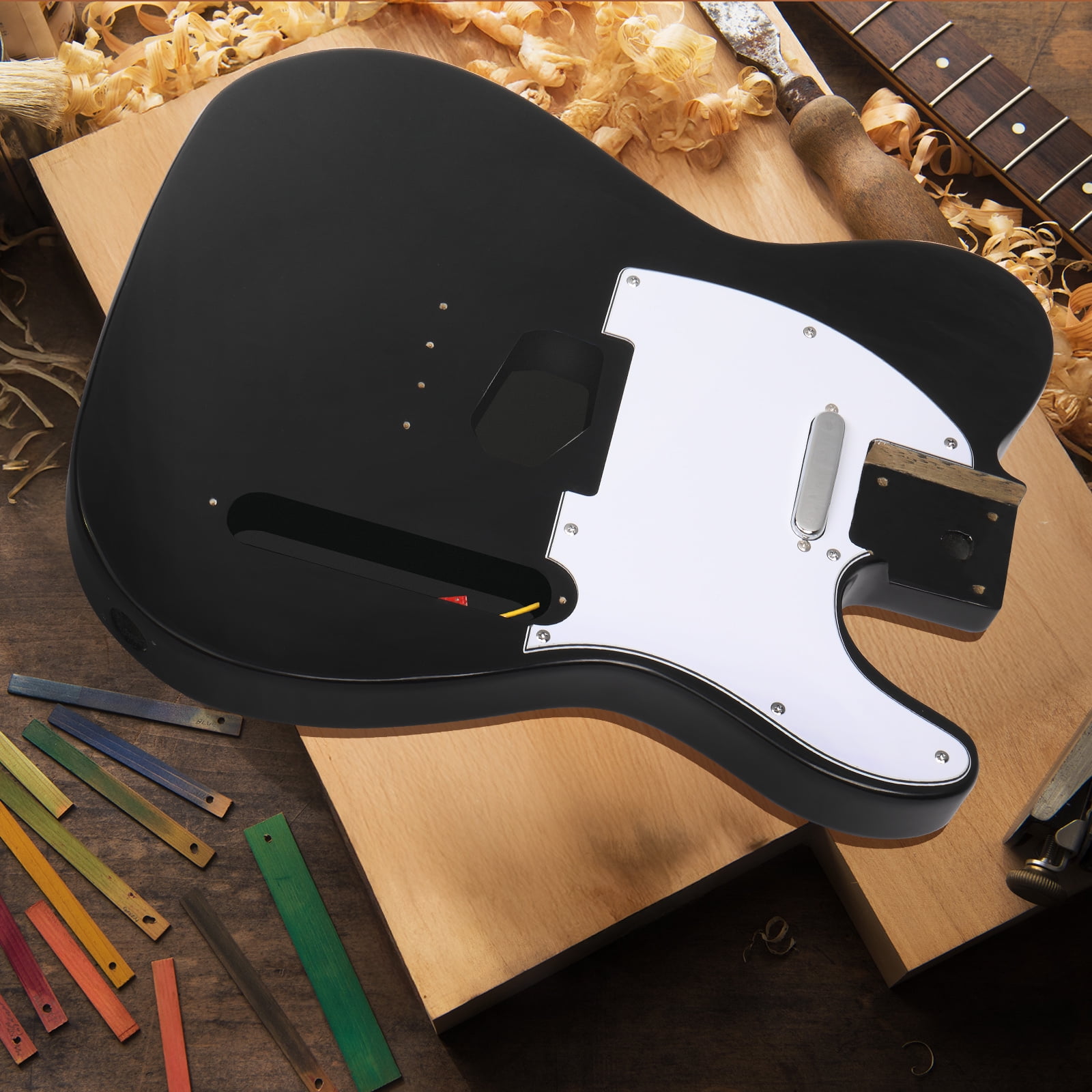 Ktaxon DIY Electric Guitar Kit, 6 String TL Style Electric Guitar Kits with Mahogany Body, Maple Neck and Accessories Black