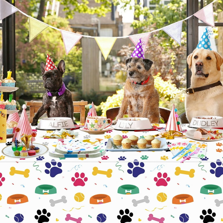 Dog Party Supplies Serve 40 162Pcs Plates Napkins Tablecloth