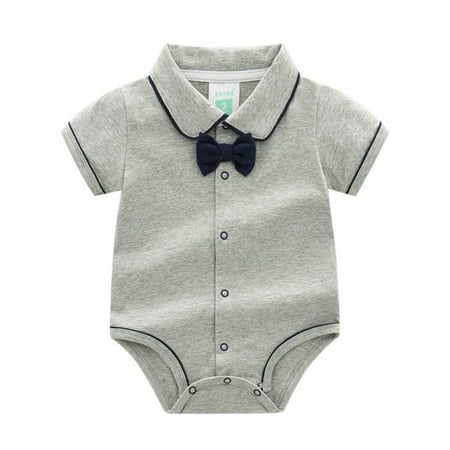 

GEZHEN Baby Jumpsuit Triangle Romper Thin Short-Sleeved Butt-Covering Suit for Men and Women Baby One Hundred Days Bow Tie Dress Newborn Baby Boys Bow Short Sleeve Bodysuit Banquet Jumpsuit