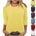 thumbnail image 7 of ZQGJB 3/4 Sleeve Textured Tops for Women Summer Dressy Casual Solid Color Crewneck Basic Workout T-Shirts Loose Fit Soft Comfy Tunic Blouse Light Blue S, 7 of 7