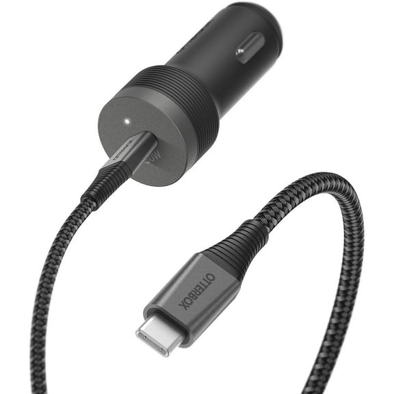 OtterBox Premium Pro Fast Charge USB-C to USB-C Car Charging Kit - Includes 30W Car Charger & 2M (6.6FT) USB-C to USB-C Cable - Nightshade (Black)