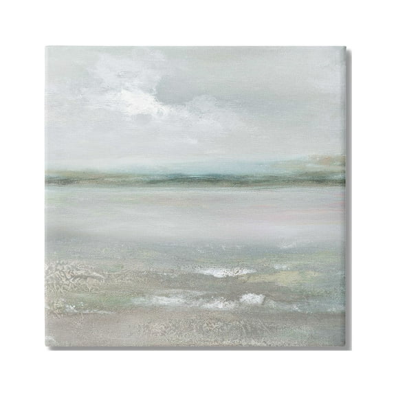 Stupell Industries Foggy Abstract Beach Landscape Distant Mountains Clouds Painting Gallery Wrapped Canvas Print Wall Art, Design by Nan
