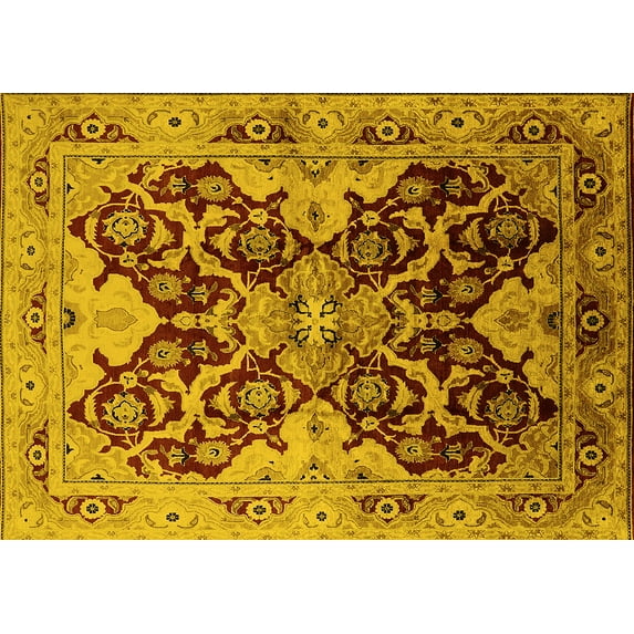 Ahgly Company Indoor Rectangle Oriental Yellow Traditional Area Rugs, 2' x 3'