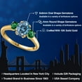 thumbnail image 2 of Gem Stone King 10K Yellow Gold Persian Blue Moissanite and Green Nano Emerald Engagement Ring for Women | 1.98 Cttw | Oval 8X6MM | Gemstone Birthstone | Size 5, 2 of 6