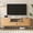 70" Natural, variant on TV Stand for Living Room, Mid Century Modern Entertainment Center for 55/60/65/70 inch TVs, TV Console with Fluted Door Cabinets and Open Shelves, for Bedroom, Living Room, Gray