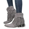 thumbnail image 2 of jsaierl Women's Vintage Tassels Up Short Boots Midheel Boots Shoes Cowboy Boots Modern Western Cowboy Distressed Boot, 2 of 6