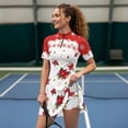 thumbnail image 4 of Psesaysky Christmas Poinsettia Tennis Dress for Women with Inner Shorts 2Piece Holiday Party Sleeveless Zip Up Midi Sundress Stand Collar Workout Athletic Golf Dresses Golf Outfit, 4 of 7