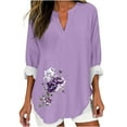 thumbnail image 2 of Goodtrade8 Multicolor Tops for Womens Outing Tunic Long Sleeve V-Neck Casual Floral Womens Shirts, 2 of 4