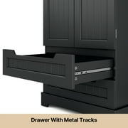 Pantry Cabinet Lofka 47 Kitchen Pantry Storage Cabinet with 2 Drawers, 8 Shelves and 2 Doors, Black