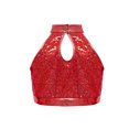 thumbnail image 6 of Eandarui Kids Girls Sequins Metallic Ballet Jazz Hip Hop Dance Outfits Halter Crop Top with Asymmetric Tutu Skirt Set Red 8, 6 of 7