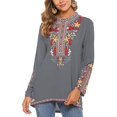 thumbnail image 2 of Hauts Brodés Mexicains Boho pour Femmes Manches Longues Tuniques Décontractées Paysannes Blouse d'Automne Chemises pour Femmes, 2 of 5