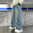 thumbnail image 2 of Gubotare Baggy Jeans for Boys Kids Boys Jeans Baggy Vintage Straight Leg Denim Cargo Pants Size 12-14 (Blue,12-14 Years), 2 of 9