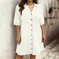 thumbnail image 2 of BUIGTTKLOP Plus Size Dresses for Women Short Sleeve Knee Length T Shirt Dresses Button down Collared Loose Fitted Summer Dresses, 2 of 6