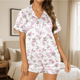 thumbnail image 2 of SOMER Silk Satin Pajama for Women Sets Floral Print Soft Short Sleeve Button Down Sleepwear Top and Shorts 2 Piece Pjs Lounge Set 2025, 2 of 6