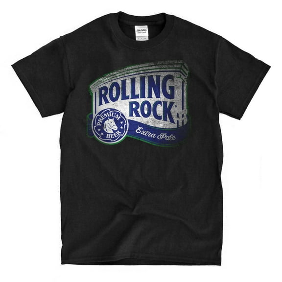 Reprint Rare Rolling Rock Beer Black T-Shirt - Ships Fast! High Quality!