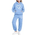 thumbnail image 2 of QATAINLAV Girls Sweatsuit 2 Piece Heart Graphic Print Jogger Set Oversized Hoodie Sweatshirts and Cinch Bottom Sweatpants Unisex 2 Pc Tracksuit, 2 of 6