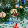 thumbnail image 5 of Funny Christmas Ornament,Realistic Stained Glass Round Clipart Of Jesus,Xmas Round Ceramic Pendant, 5 of 6