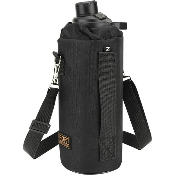 TRAHOO-Sports Water Bottle Carrier Bag Compatible with CamelBak Chute Mag 50oz, Nalgene Sustain Tritan 48oz, YETI Yonder Bottle 50oz, Hard Base Thick Oxford Bottle Cooler Strap Holder, Black