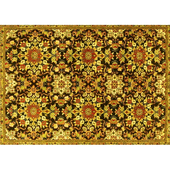Ahgly Company Indoor Rectangle Persian Yellow Traditional Area Rugs, 7' x 9'